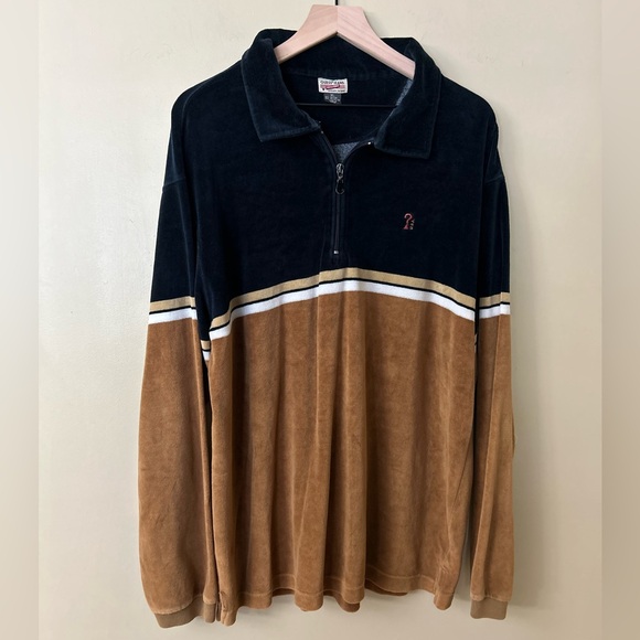 Guess Men's Black and Tan Zip-Up Sweater - Picture 1 of 8